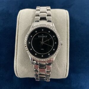 Skagen Denmark Stainless Steel Crystal-Accent Watch - Black Dial